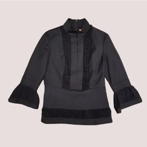 Tory Burch Black Peplum tunic with Ruching